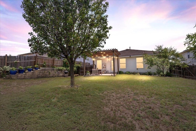 161 Buttercup Way, Kyle, TX 78640 - back of property featuring a pergola, a fenced backyard, a patio, and stucco siding