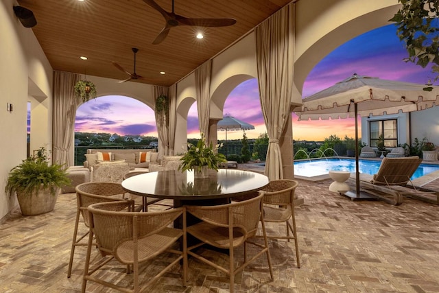 4716 Peralta Ln, Austin, TX 78735 - view of patio / terrace featuring a ceiling fan and outdoor dining space