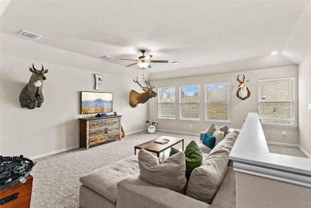 205 Goshen Dr, Dripping Springs, TX 78620 - living room with a ceiling fan and carpet