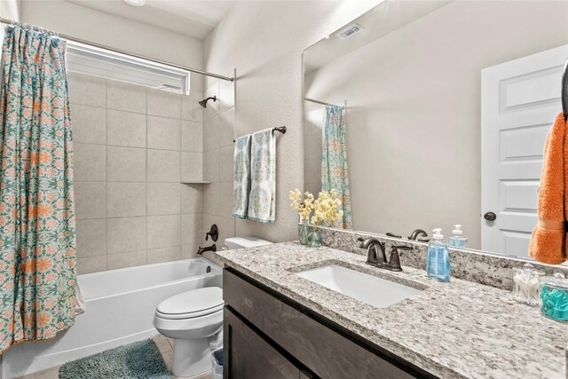 205 Goshen Dr, Dripping Springs, TX 78620 - full bath with vanity, shower / tub combo, and tile patterned floors