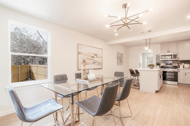 5714 Ave D, Austin, TX 78752 - dining room featuring a chandelier and light wood-type flooring