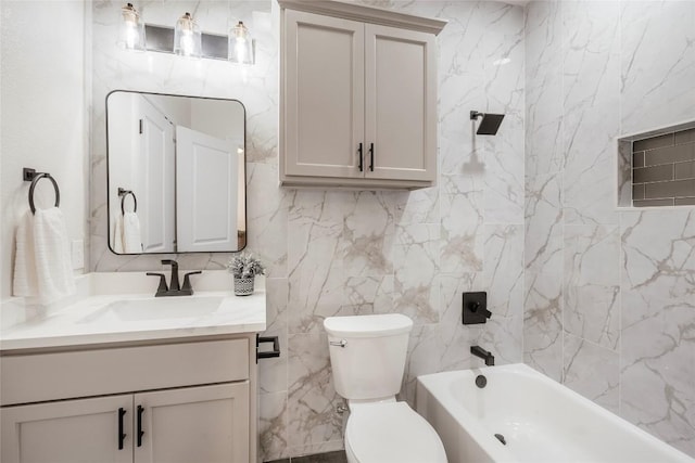 5714 Ave D, Austin, TX 78752 - full bath with vanity, shower / washtub combination, and tile walls