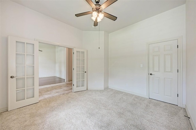 1160 Waimea Bnd, Round Rock, TX 78681 - unfurnished bedroom with french doors, carpet floors, and a ceiling fan