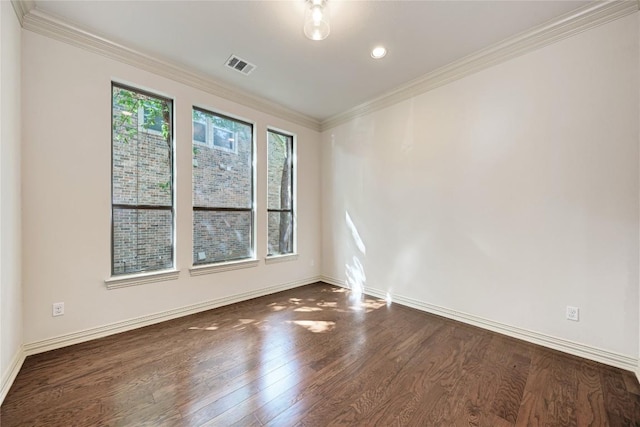 1160 Waimea Bnd, Round Rock, TX 78681 - unfurnished room featuring dark wood-type flooring, crown molding, and recessed lighting
