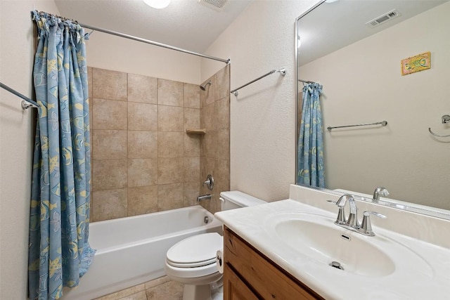 236 Pony Express Dr, Smithville, TX 78957 - bathroom with shower / bath combo, vanity, and tile patterned flooring