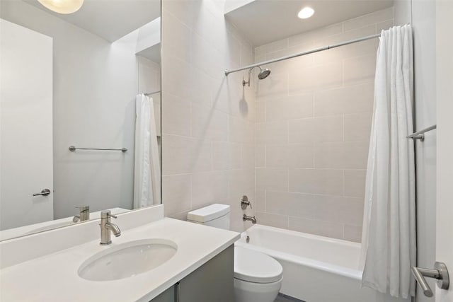 1327 Bonham Ter Unit B, Austin, TX 78704 - bathroom with vanity, shower / bath combo with shower curtain, and recessed lighting