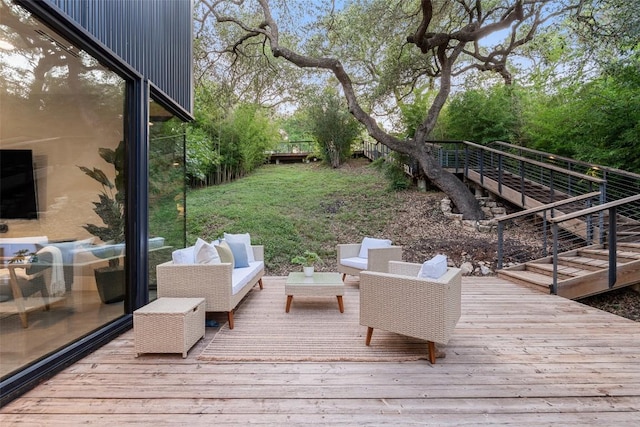 1327 Bonham Ter Unit B, Austin, TX 78704 - wooden terrace featuring an outdoor hangout area