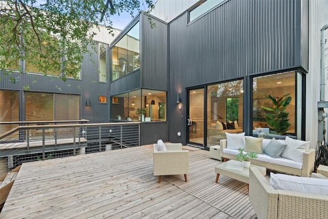 1327 Bonham Ter Unit B, Austin, TX 78704 - wooden deck with an outdoor living space