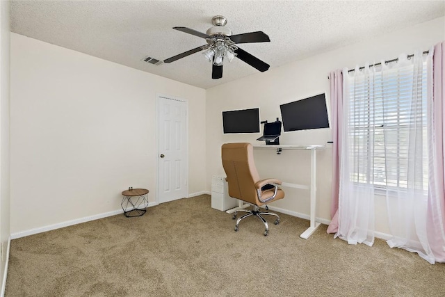5910 Abilene Trl, Austin, TX 78749 - unfurnished office with carpet, ceiling fan, and a textured ceiling