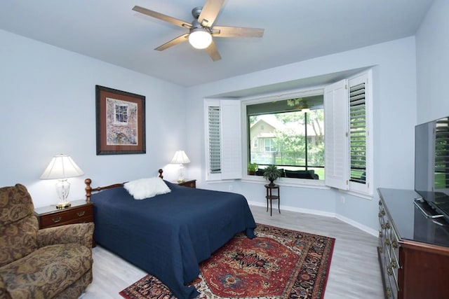 106 Bass St, Georgetown, TX 78633 - bedroom featuring light wood-style floors and a ceiling fan