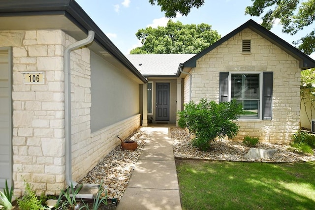 106 Bass St, Georgetown, TX 78633 - entrance to property featuring stone siding