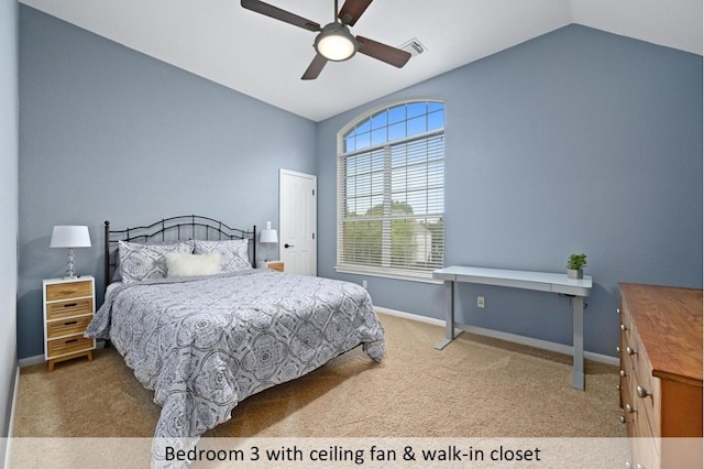 8300 Fern Bluff Ave, Round Rock, TX 78681 - carpeted bedroom featuring lofted ceiling and ceiling fan