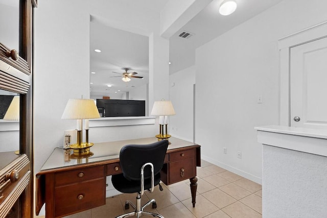7619 Europa Ave, Round Rock, TX 78665 - office space with a ceiling fan, light tile patterned floors, and recessed lighting