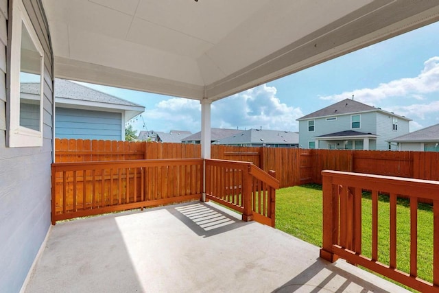 7619 Europa Ave, Round Rock, TX 78665 - fenced backyard featuring a patio area and a residential view