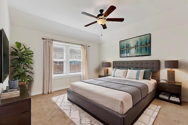 7619 Europa Ave, Round Rock, TX 78665 - bedroom with light carpet and a ceiling fan