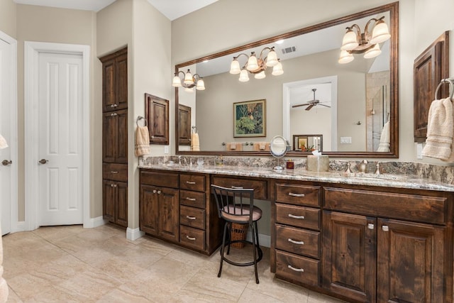 9 Borello Dr Unit 9, Austin, TX 78738 - full bath with double vanity, ceiling fan, and tile patterned flooring
