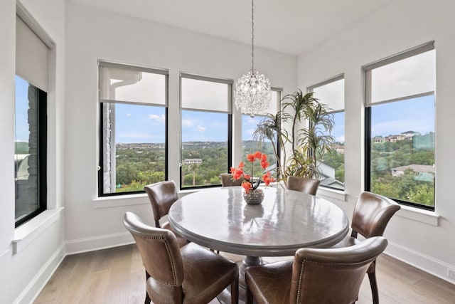 1300 Sparrow Ln, Austin, TX 78734 - dining room featuring a chandelier and wood finished floors