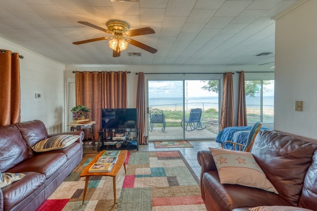 106 Chuckwagon, Burnet, TX 78611 - living room featuring ceiling fan and ornamental molding