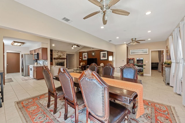 1602 Plateau Rdg, Cedar Park, TX 78613 - dining room featuring ceiling fan, recessed lighting, and light tile patterned floors