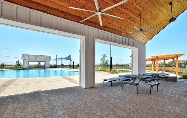 244 Fabion St, Kyle, TX 78640 - view of pool featuring a ceiling fan and a patio area