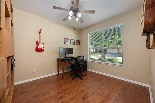 2500 Melekhin Bnd, Cedar Park, TX 78613 - office area with wood finished floors and ceiling fan
