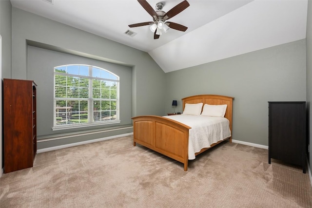 2500 Melekhin Bnd, Cedar Park, TX 78613 - bedroom with light colored carpet, lofted ceiling, and a ceiling fan