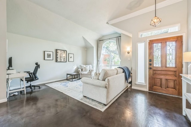 10506 Orourk Ln, Austin, TX 78739 - foyer entrance featuring lofted ceiling and baseboards