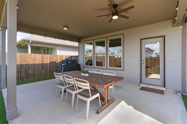 3101 Maysilee St, Austin, TX 78728 - view of patio featuring outdoor dining area and ceiling fan