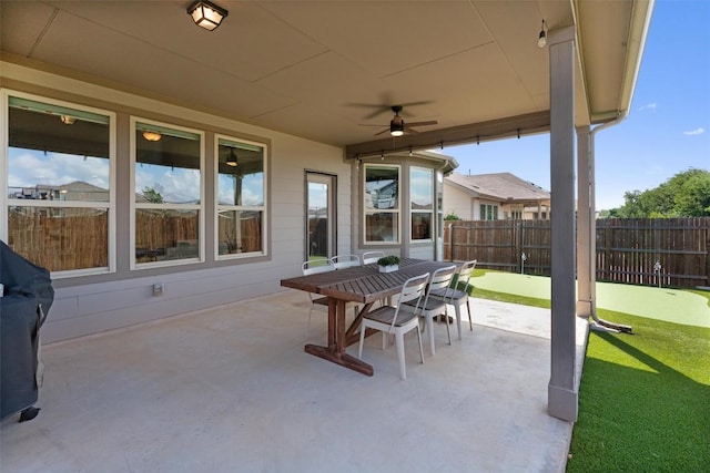 3101 Maysilee St, Austin, TX 78728 - view of patio / terrace featuring ceiling fan and outdoor dining area