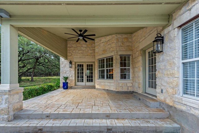 1660 W Mccarty Ln, San Marcos, TX 78666 - view of patio / terrace featuring french doors and ceiling fan