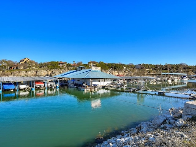 300 Errol Dr, Spicewood, TX 78669 - dock featuring a water view and boat lift
