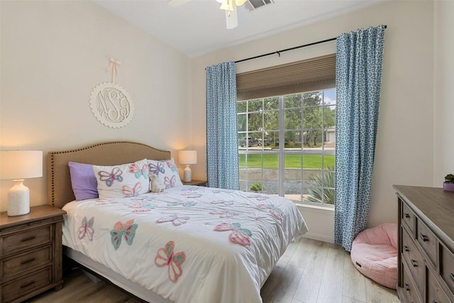 300 Errol Dr, Spicewood, TX 78669 - bedroom featuring light wood-style floors and ceiling fan