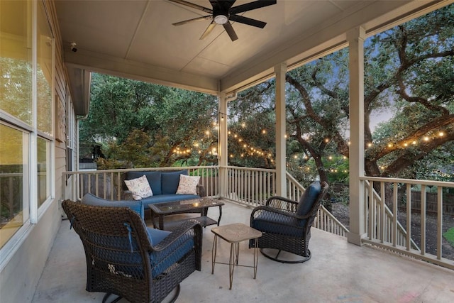300 Errol Dr, Spicewood, TX 78669 - view of patio featuring an outdoor hangout area and a ceiling fan