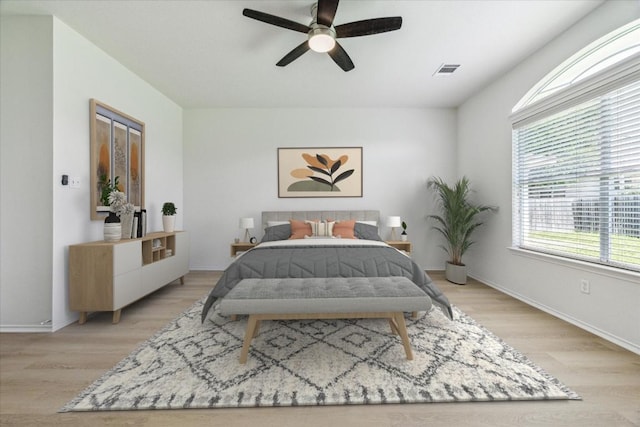 3659 Nolan Ryan Blvd, Round Rock, TX 78665 - bedroom featuring light wood-style floors and a ceiling fan