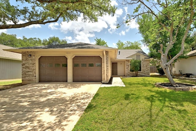 4614 Ganymede Dr, Austin, TX 78727 - single story home with brick siding, concrete driveway, an attached garage, and a front lawn