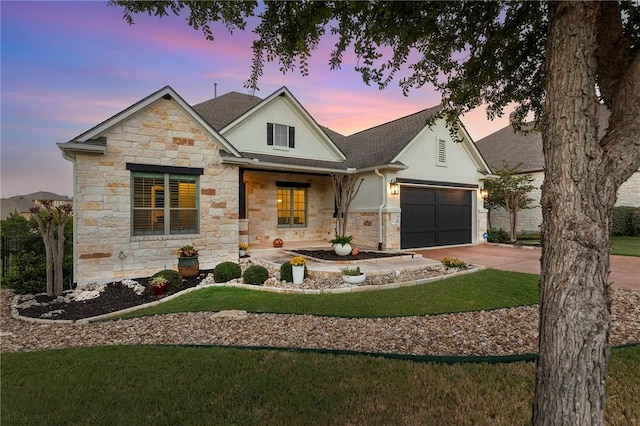 201 Glenfiddich Ln, Austin, TX 78738 - view of front of property featuring stone siding, stucco siding, and driveway