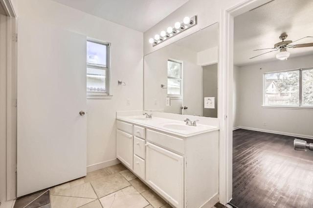 1301 Still Meadow Dr, Leander, TX 78641 - full bath featuring ceiling fan and double vanity