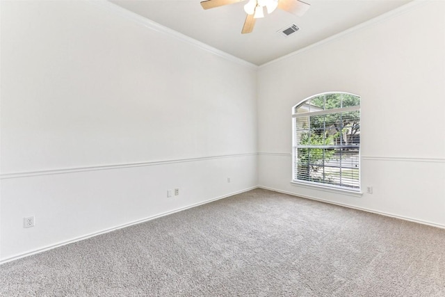 4306 S Summercrest Loop, Round Rock, TX 78681 - spare room featuring crown molding, carpet floors, and a ceiling fan