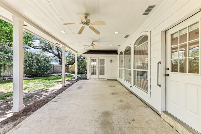 4306 S Summercrest Loop, Round Rock, TX 78681 - view of patio / terrace featuring french doors and ceiling fan