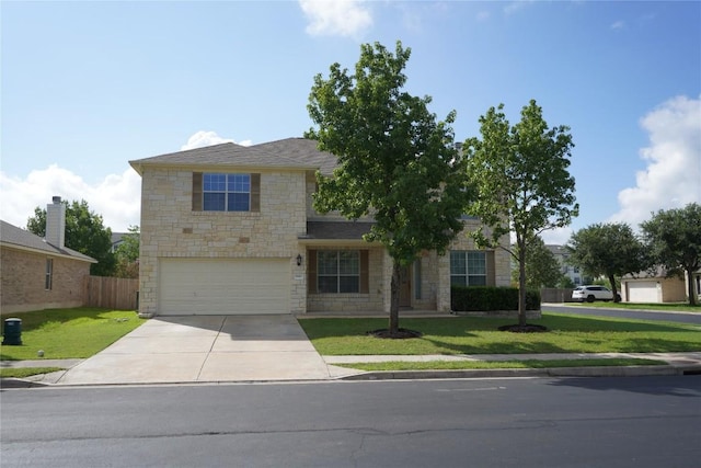 18801 Edinburgh Castle Rd, Pflugerville, TX 78660 - view of front of house with stone siding, concrete driveway, and an attached garage