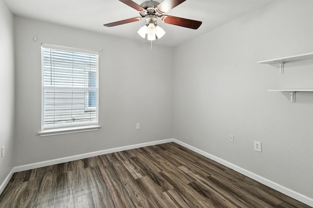 12613 Paloma Blanca Way, Del Valle, TX 78617 - unfurnished room featuring dark wood finished floors and a ceiling fan