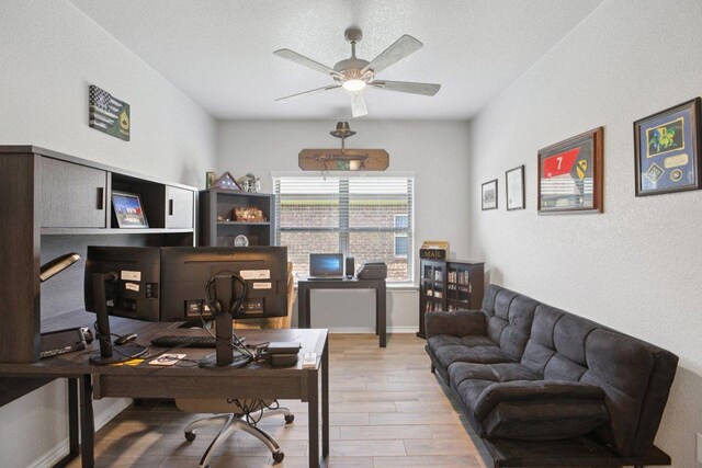 5106 La Piedra Ln, Killeen, TX 76549 - office area featuring ceiling fan and light wood-style floors