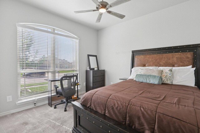 5106 La Piedra Ln, Killeen, TX 76549 - carpeted bedroom featuring an office area and ceiling fan