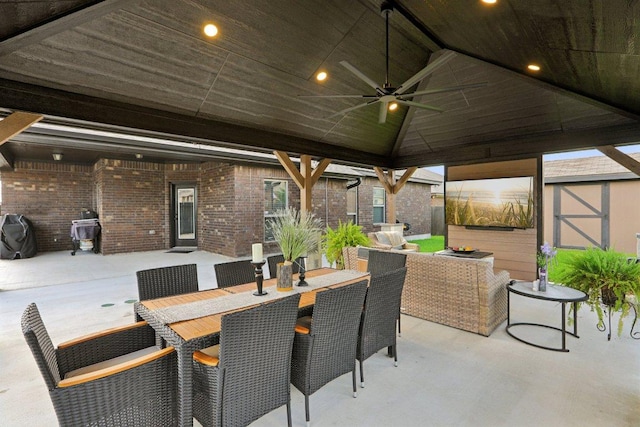5106 La Piedra Ln, Killeen, TX 76549 - view of patio with a ceiling fan, a gazebo, and area for grilling