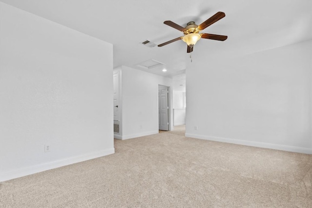 2003 Woodway Dr, Leander, TX 78641 - empty room with attic access, light colored carpet, a ceiling fan, and recessed lighting