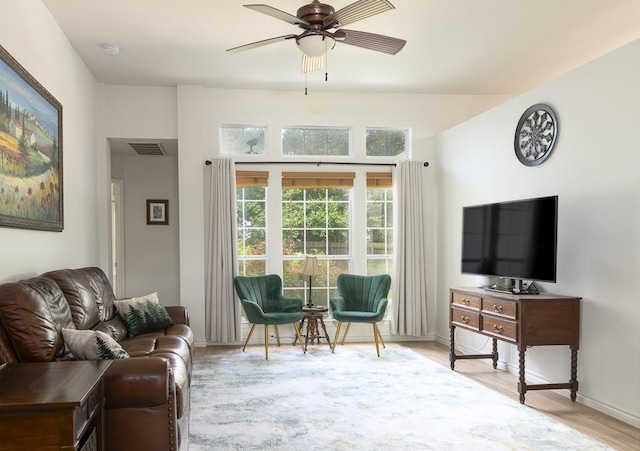 1805 Sequoia Dr, Leander, TX 78641 - living room with ceiling fan and wood finished floors