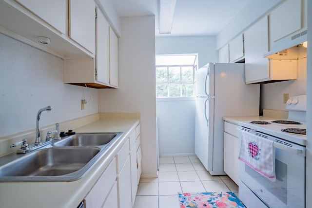 6903 Deatonhill Dr Unit 19, Austin, TX 78745 - kitchen featuring white appliances, extractor fan, white cabinets, and light countertops