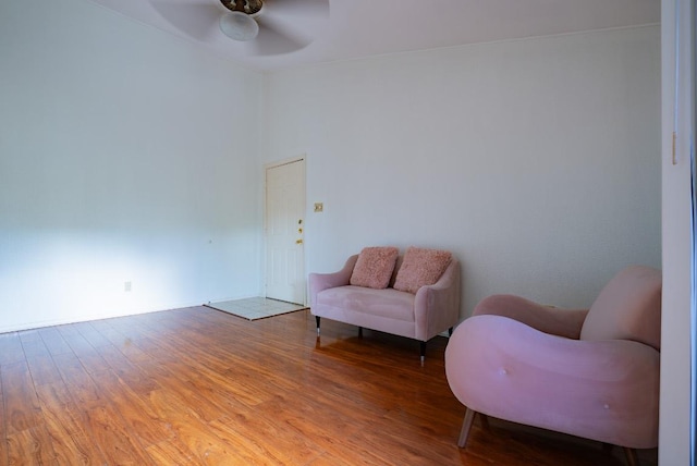 6903 Deatonhill Dr Unit 19, Austin, TX 78745 - sitting room featuring ceiling fan and wood finished floors