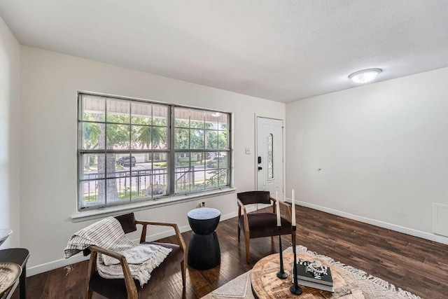 9504 Hansford Dr, Austin, TX 78753 - living area featuring baseboards and dark wood finished floors