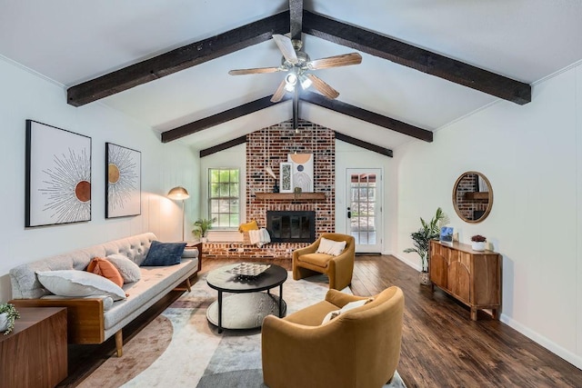 9504 Hansford Dr, Austin, TX 78753 - living area with wood finished floors, a fireplace, and a ceiling fan